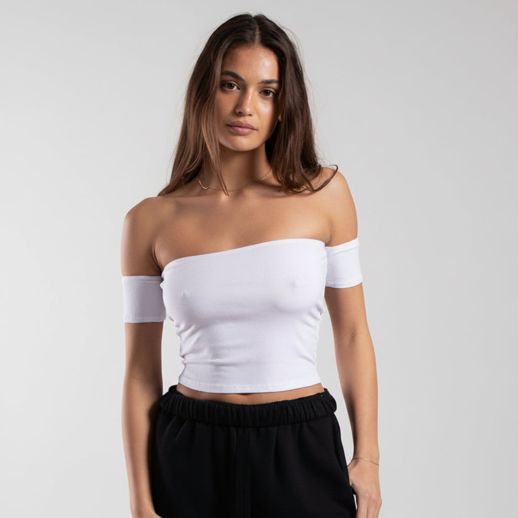 Off Shoulder Cropped Tee