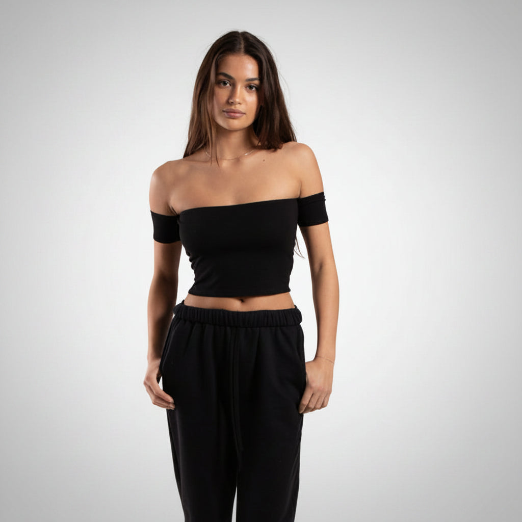 Off Shoulder Cropped Tee